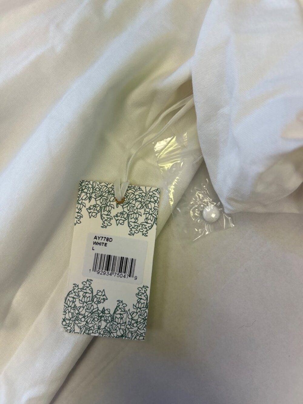 HYACINTH HOUSE Mimi Mini Dress White with Navy Embroidery Size Large NWT - Picture 9 of 9